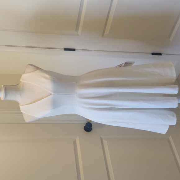 Dress The Population Catalina Fit & Flare V-Neck Sleeveless Crepe Dress White S - Picture 4 of 16